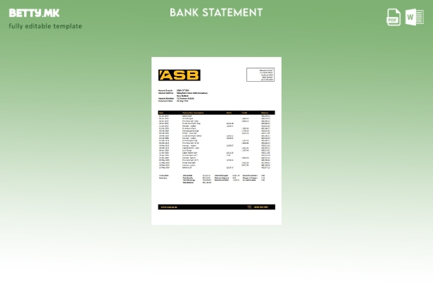 Модерен стил шаблон за збор за извод од банка ASB на Нов Зеланд